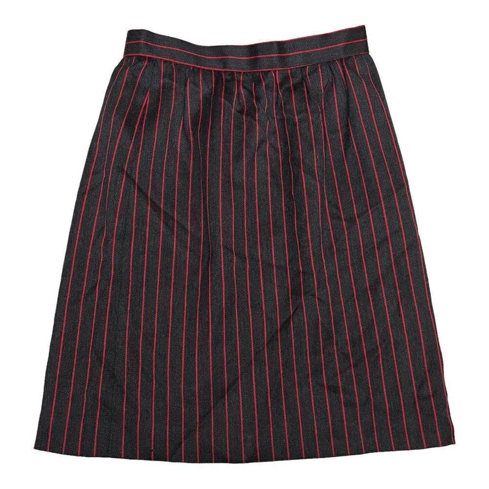 Vintage Givenchy Wool Pinstripe Skirt 80s Nouvelle Boutique Black Red Size S 27”